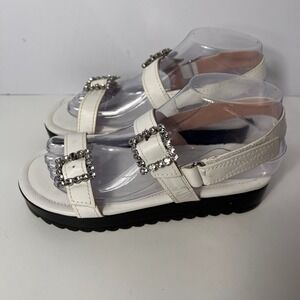 Shutz New without box White Sandals Gem Buckle Lug Sole Strappy Summer Shoes‎